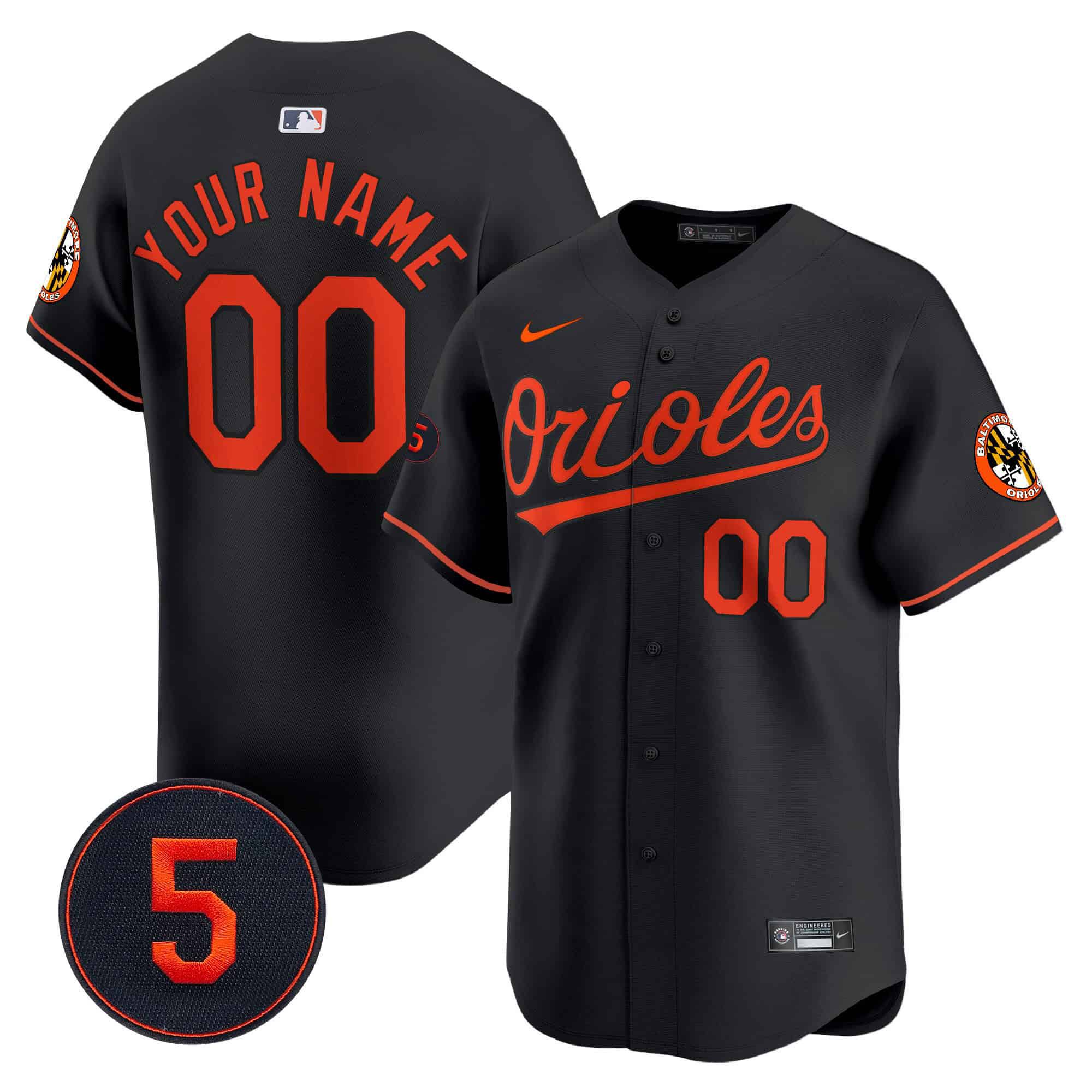 Men Baltimore Orioles Black 2024 Nike Robinson Patch Vapor Premier Limited Custom MLB Jersey style 2->customized mlb jersey->Custom Jersey